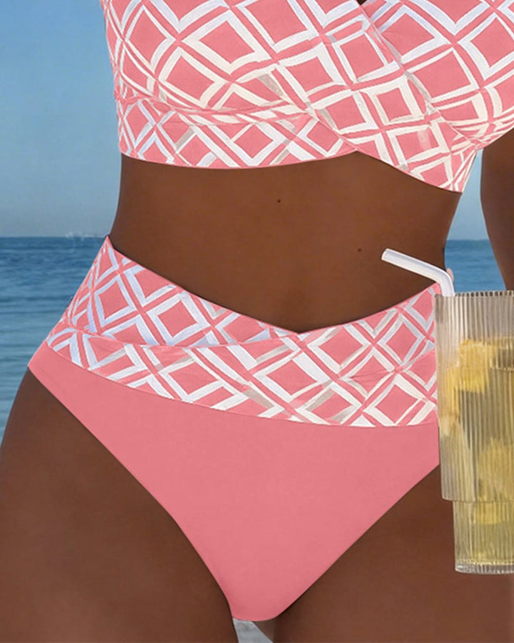 BEATRICE | DIAMOND-PATTERN TWO-PIECE BIKINI WITH SHAPED BUST