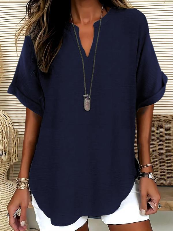 FIADH | SOFT-TOUCH NOTCHED-NECK BLOUSE