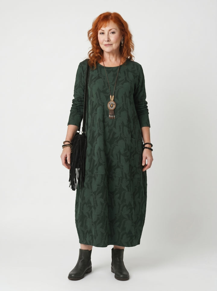 AOIFE | ELEGANT LEAF PRINT MIDI DRESS