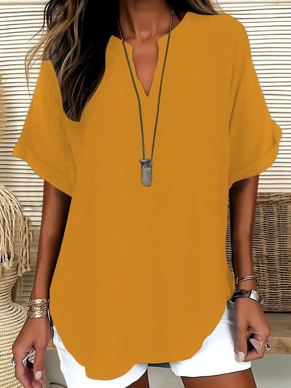 FIADH | SOFT-TOUCH NOTCHED-NECK BLOUSE
