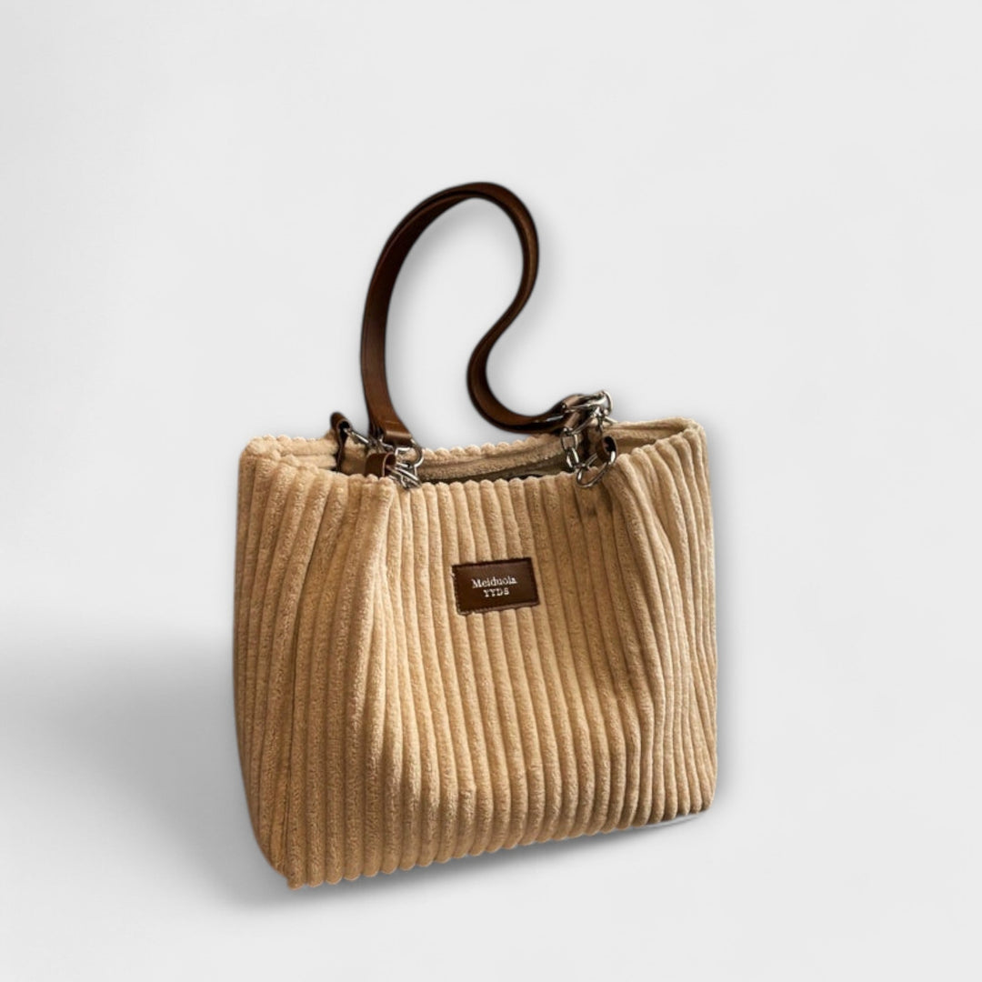 Corduroy Shoulder Bag with Adjustable Strap