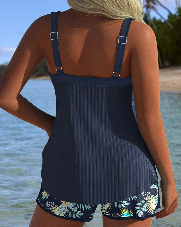 CAOILFHIONN | STRIPED TANKINI SET WITH BEACH SHORTS