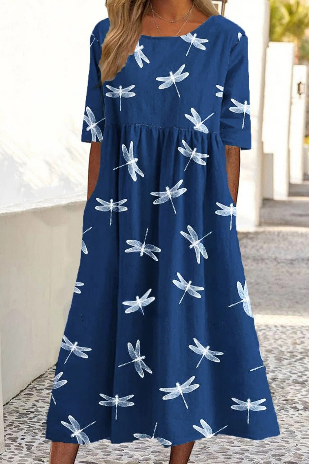 FÍORGHRÁIN | ELEGANT DRAGONFLY TUMMY-CONCEALING MIDI DRESS