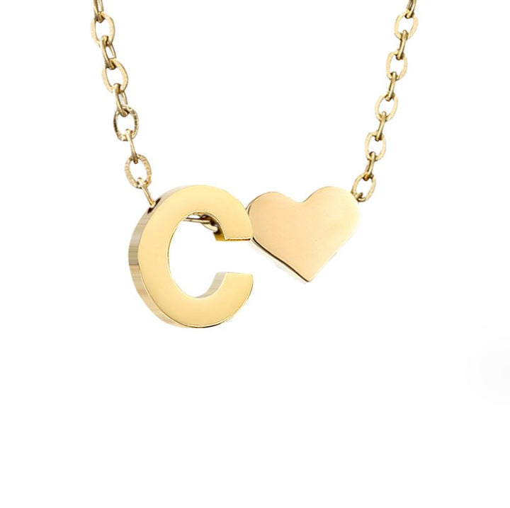 Emmeline | Initial Necklace with Heart Pendant