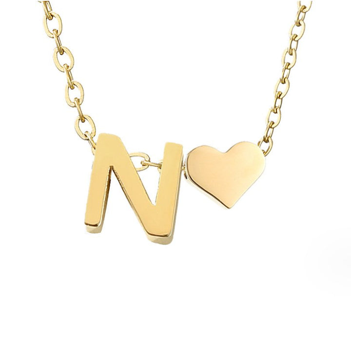 Emmeline | Initial Necklace with Heart Pendant