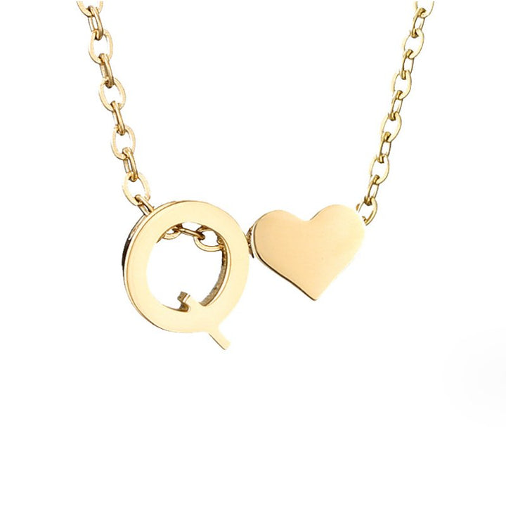 Emmeline | Initial Necklace with Heart Pendant