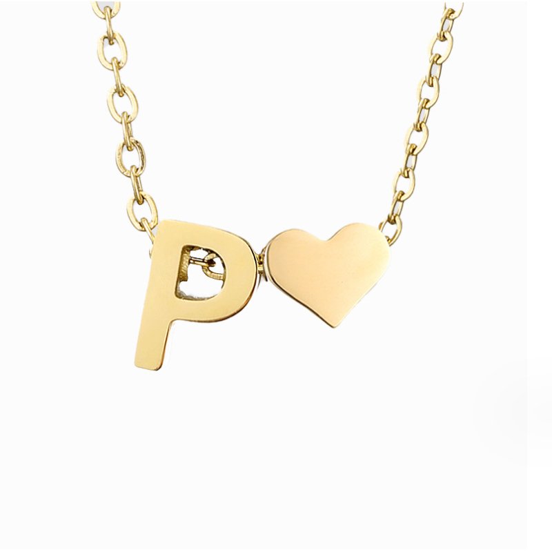 Emmeline | Initial Necklace with Heart Pendant