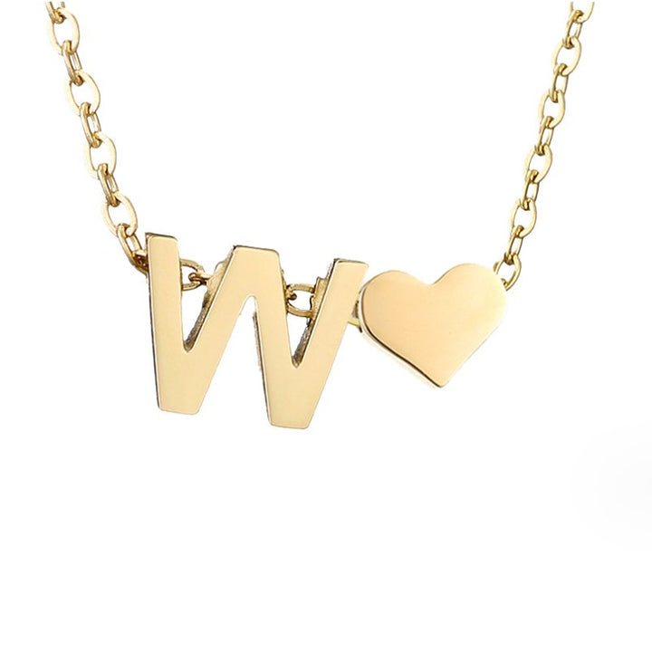 Emmeline | Initial Necklace with Heart Pendant