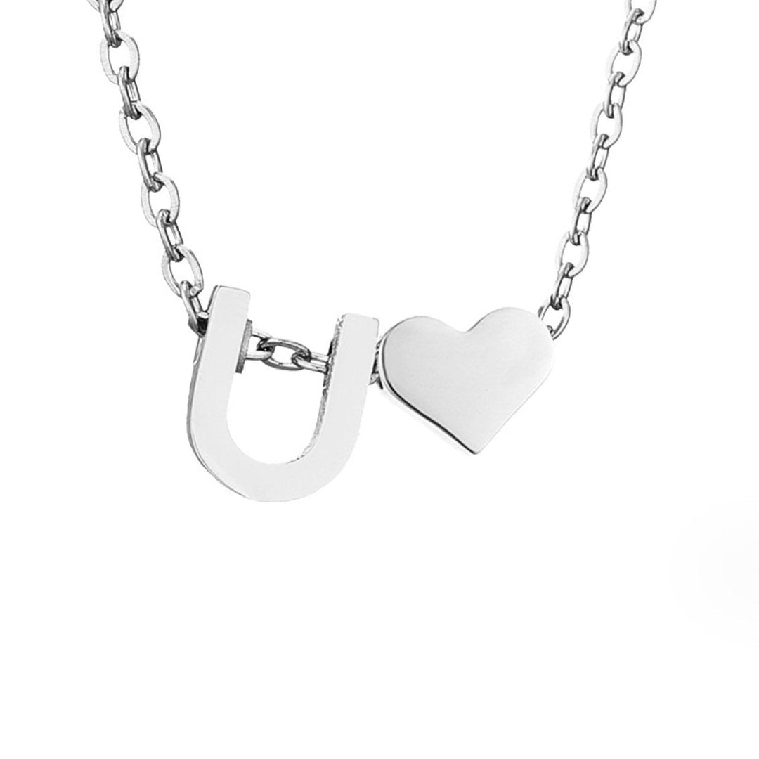 Emmeline | Initial Necklace with Heart Pendant