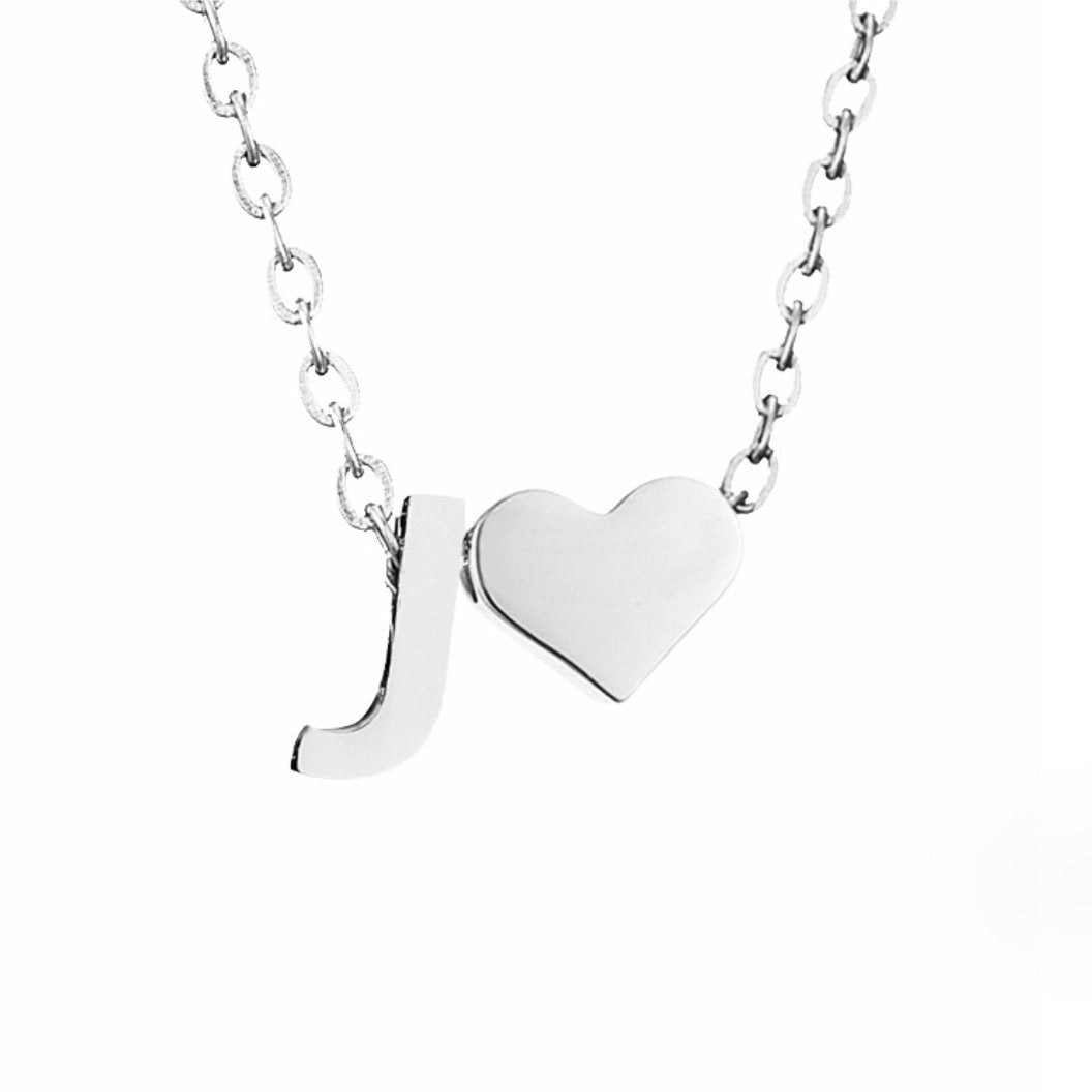 Emmeline | Initial Necklace with Heart Pendant