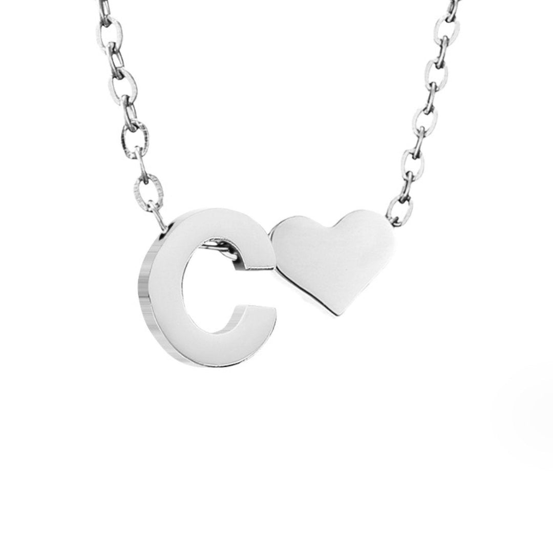 Emmeline | Initial Necklace with Heart Pendant