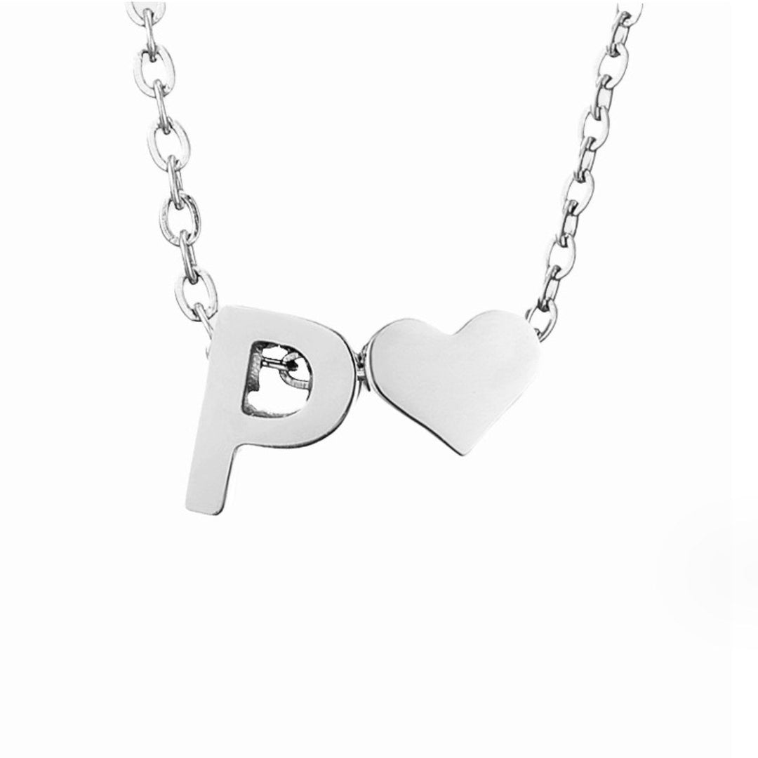 Emmeline | Initial Necklace with Heart Pendant