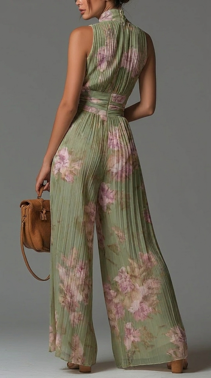 AILEANN | FLORAL PLEATED CHIFFON JUMPSUIT
