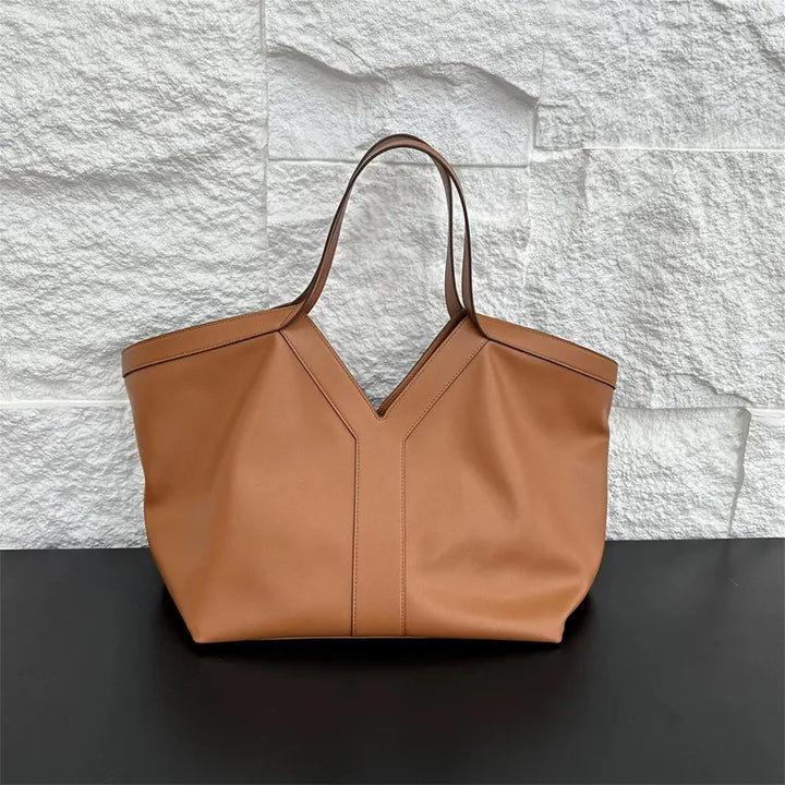 V Cowhide Leather Tote bag