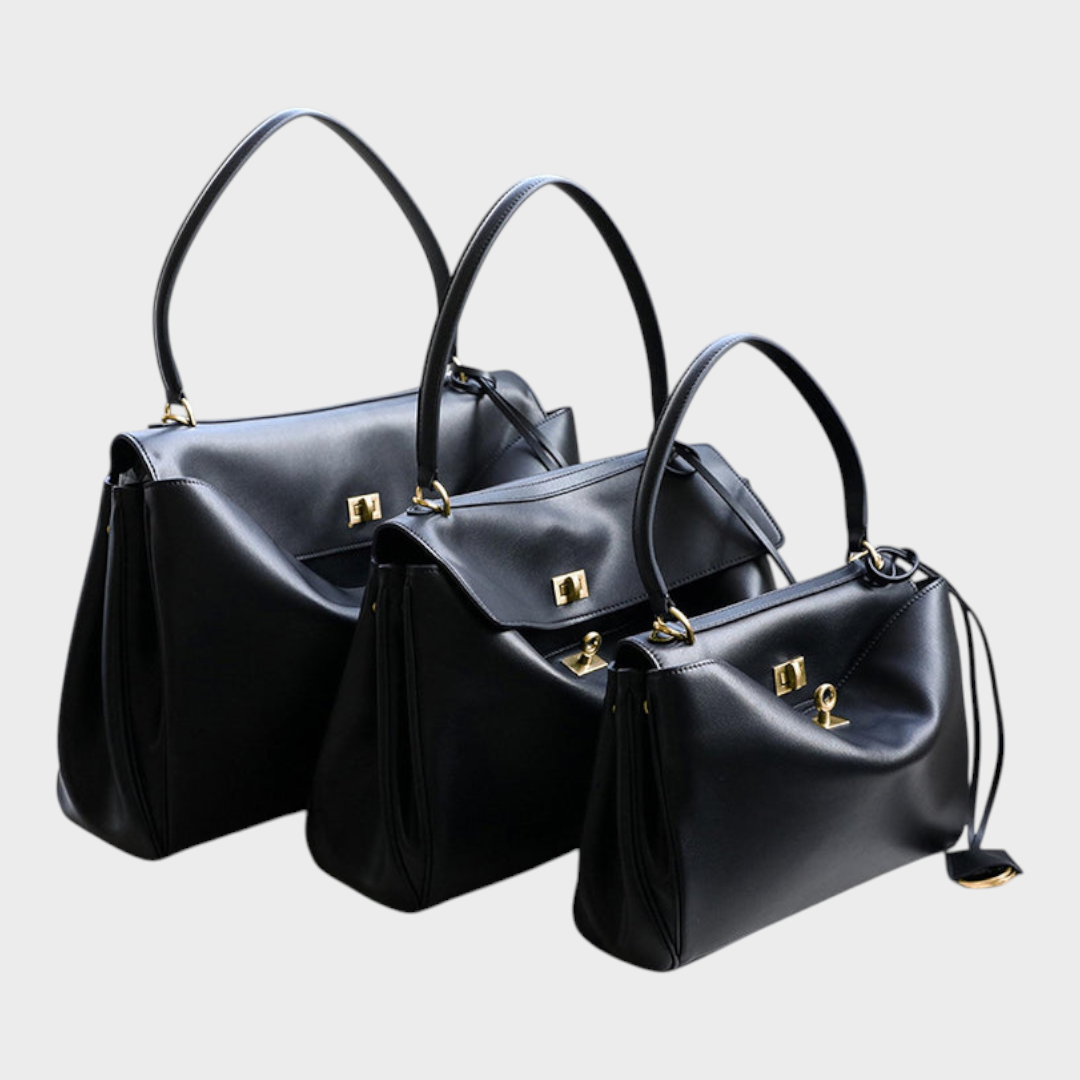 Structured Leather Handbag with Magnetic Flap
