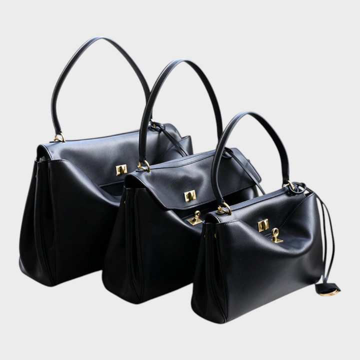 Structured Leather Handbag with Magnetic Flap