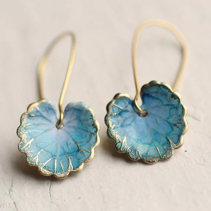 Joyce | Vintage Blue Leaf Earrings
