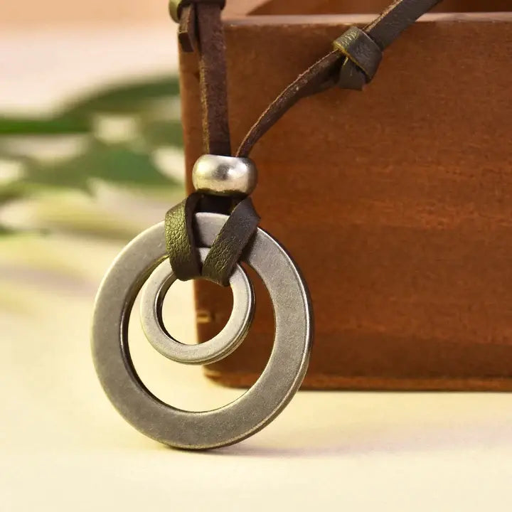 Heather | Vintage-Style Silver-Plated Leather Necklace