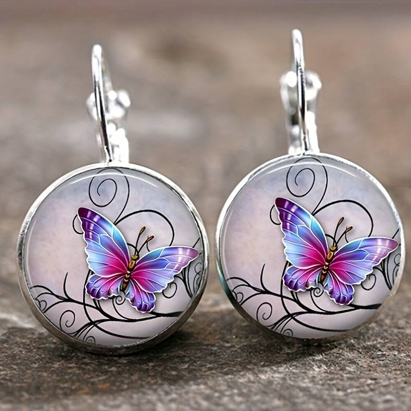 Iris | Vintage Butterfly Earrings with Round Crystals