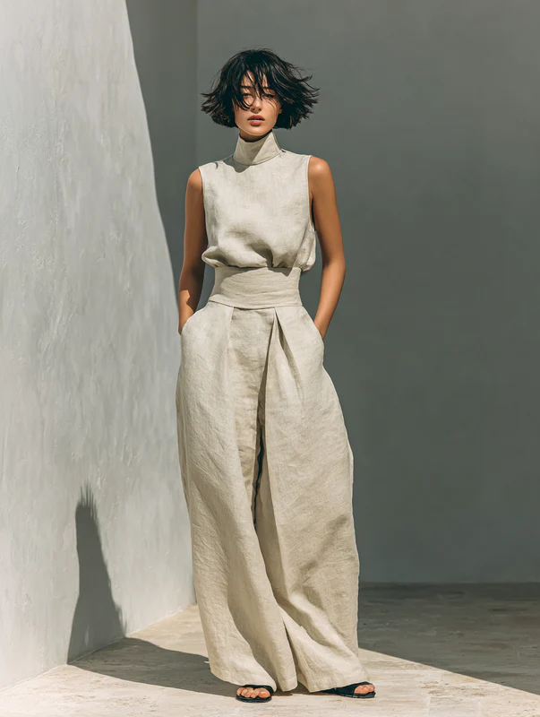 ÉADAOIN | MINIMALIST LINEN BLEND TROUSER SET