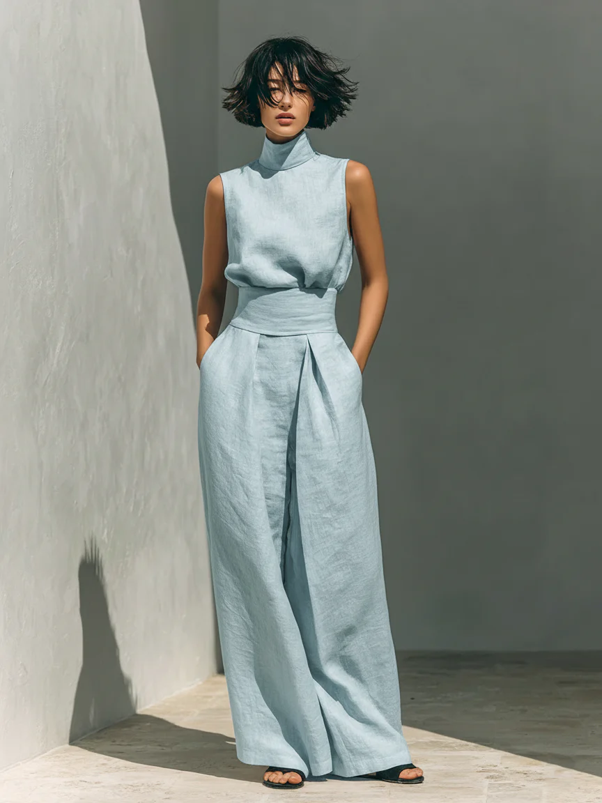 ÉADAOIN | MINIMALIST LINEN BLEND TROUSER SET