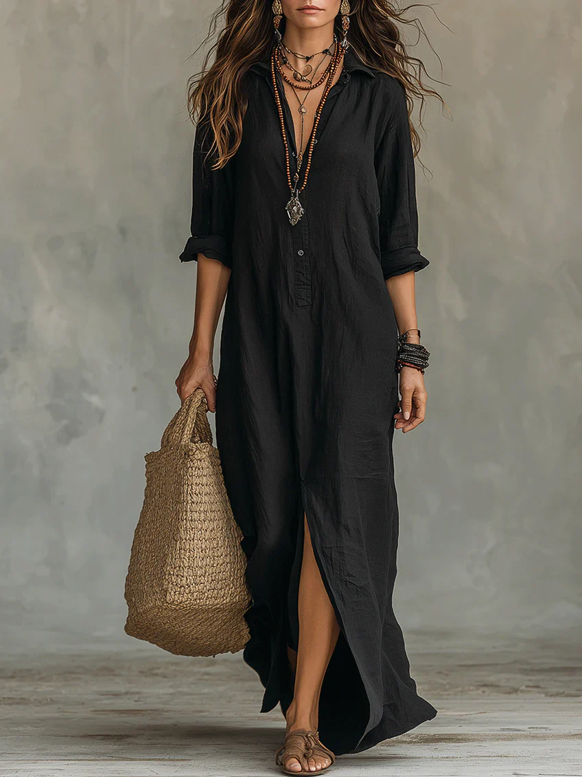 MERRYN  | ELEGANT BUTTONED SUMMER MAXI DRESS