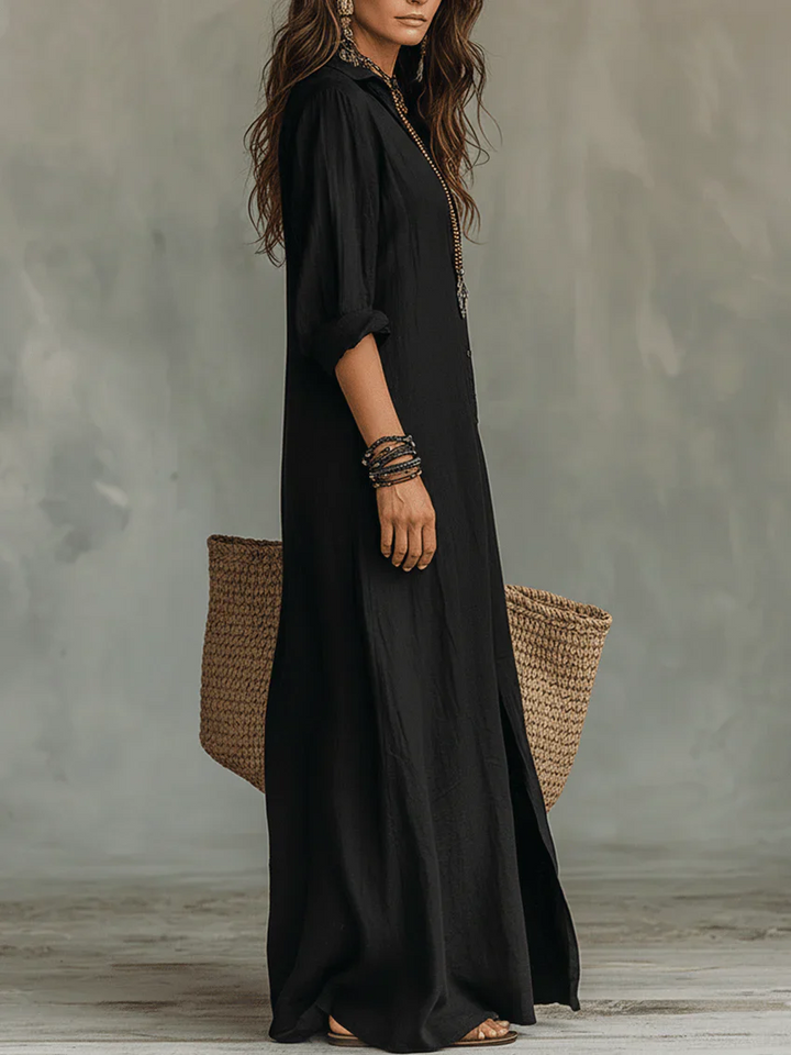 MERRYN  | ELEGANT BUTTONED SUMMER MAXI DRESS