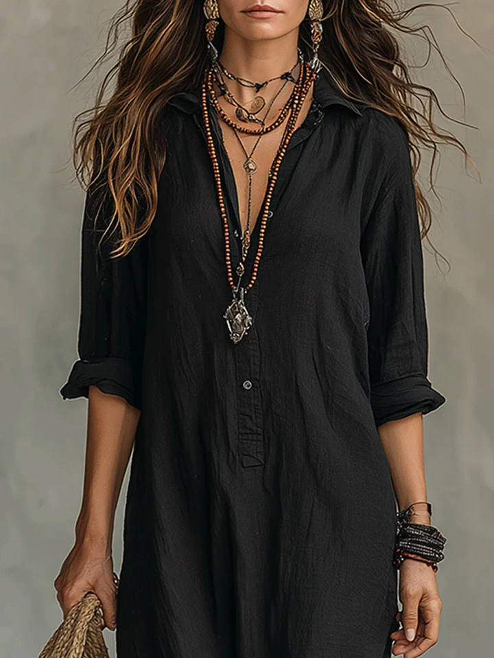MERRYN  | ELEGANT BUTTONED SUMMER MAXI DRESS
