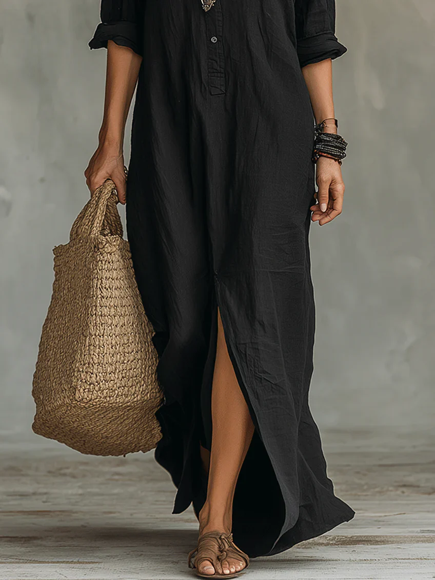 MERRYN  | ELEGANT BUTTONED SUMMER MAXI DRESS