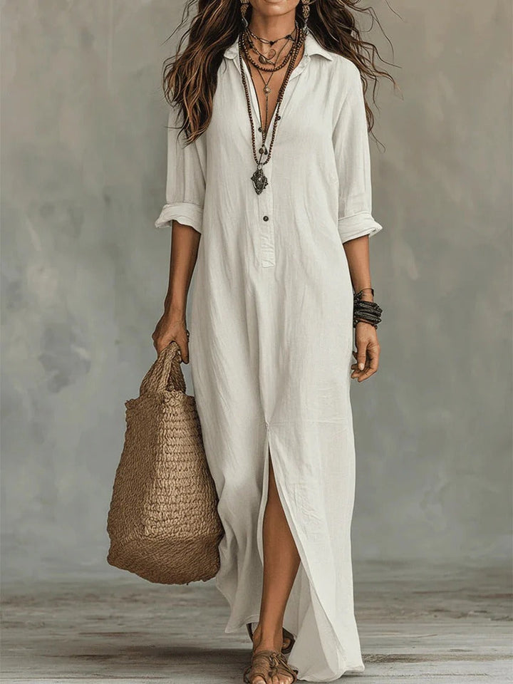 MERRYN  | ELEGANT BUTTONED SUMMER MAXI DRESS