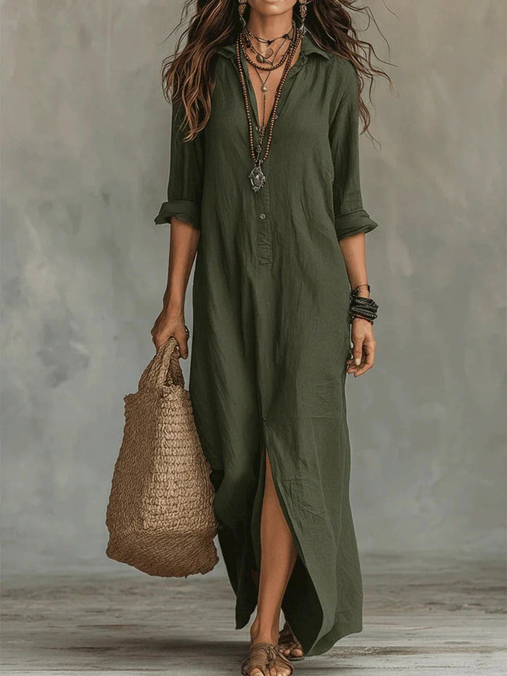 MERRYN  | ELEGANT BUTTONED SUMMER MAXI DRESS