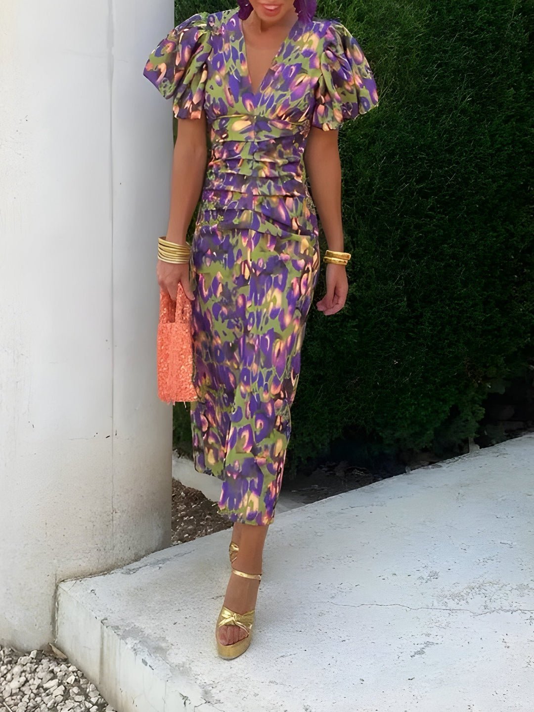 MERRIEL | PLEATED SLEEVE MIDI DRESS