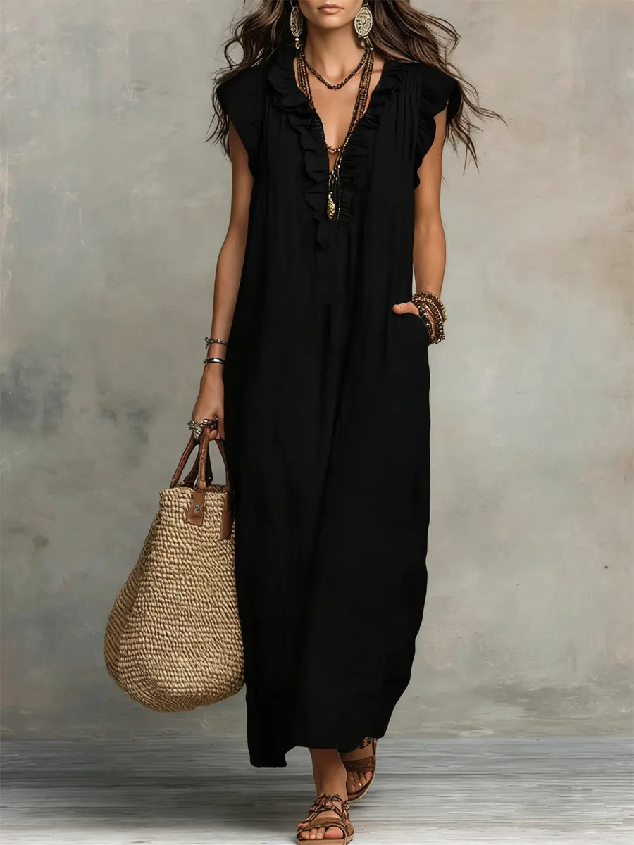FIONA | EFFORTLESS BOHEMIAN LINEN MAXI DRESS