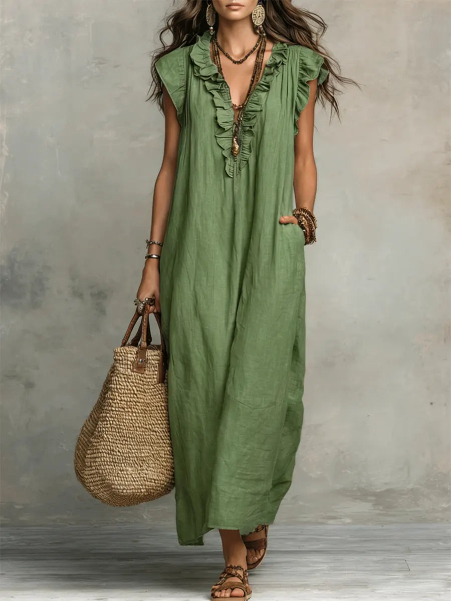 FIONA | EFFORTLESS BOHEMIAN LINEN MAXI DRESS