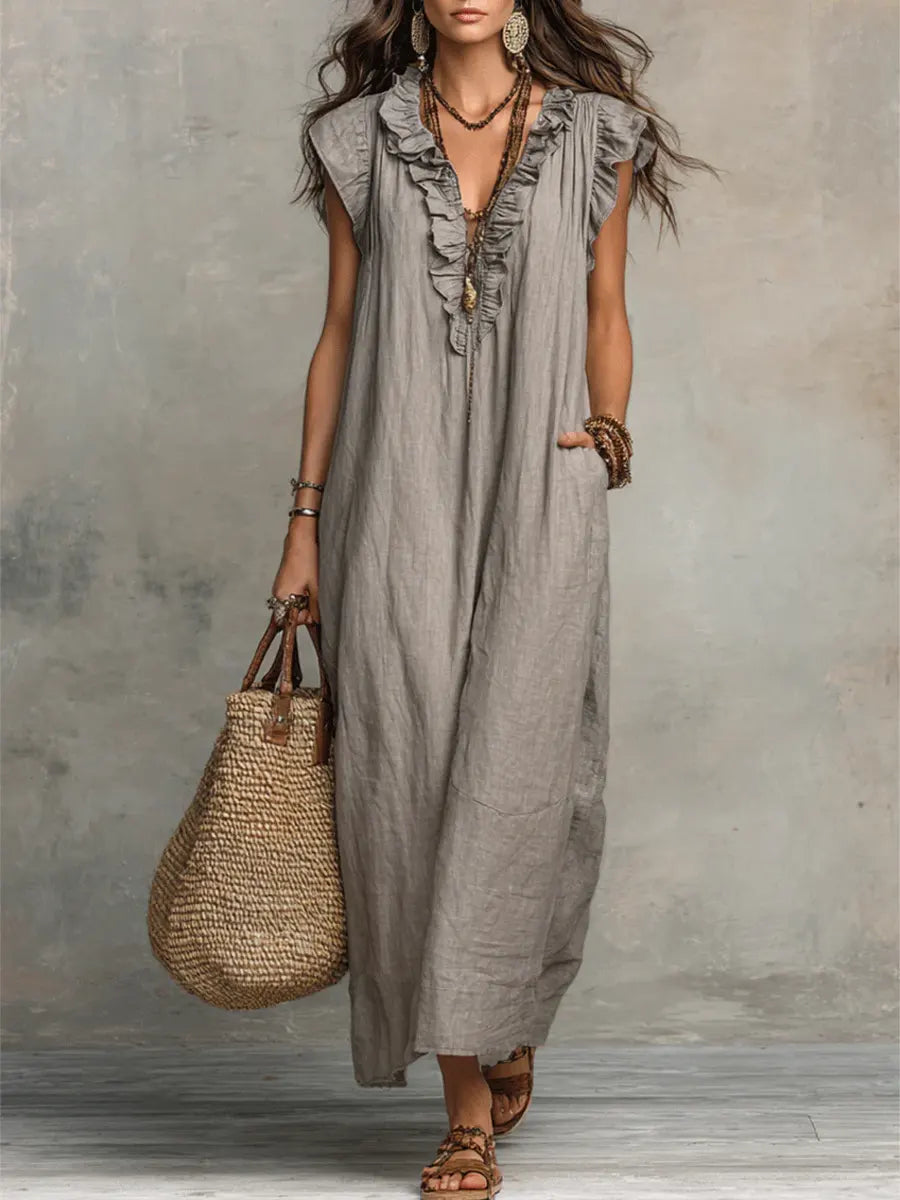 FIONA | EFFORTLESS BOHEMIAN LINEN MAXI DRESS