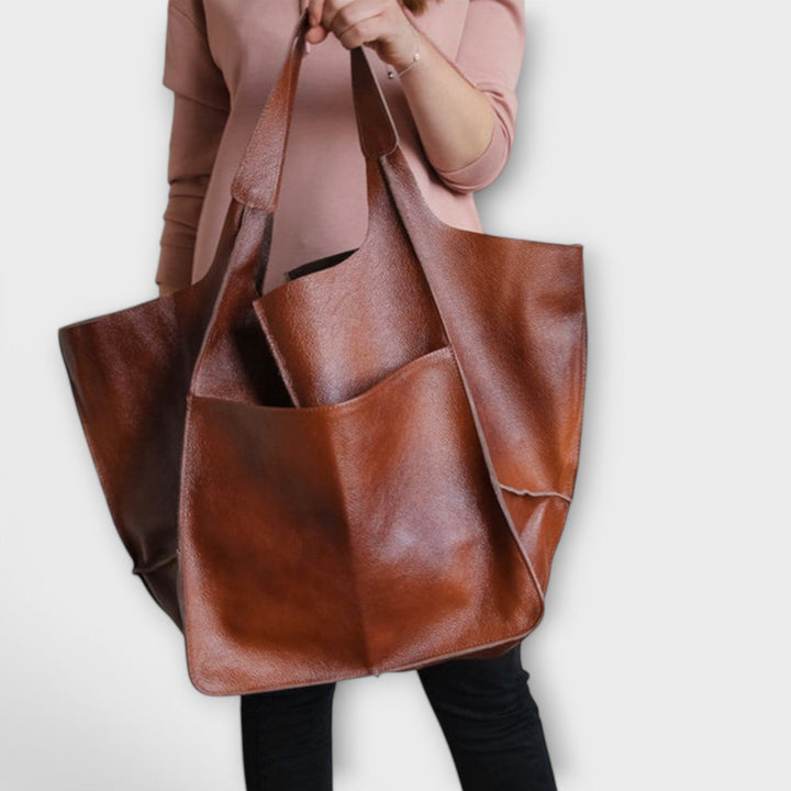 Oversized Faux Leather Weekend Bag