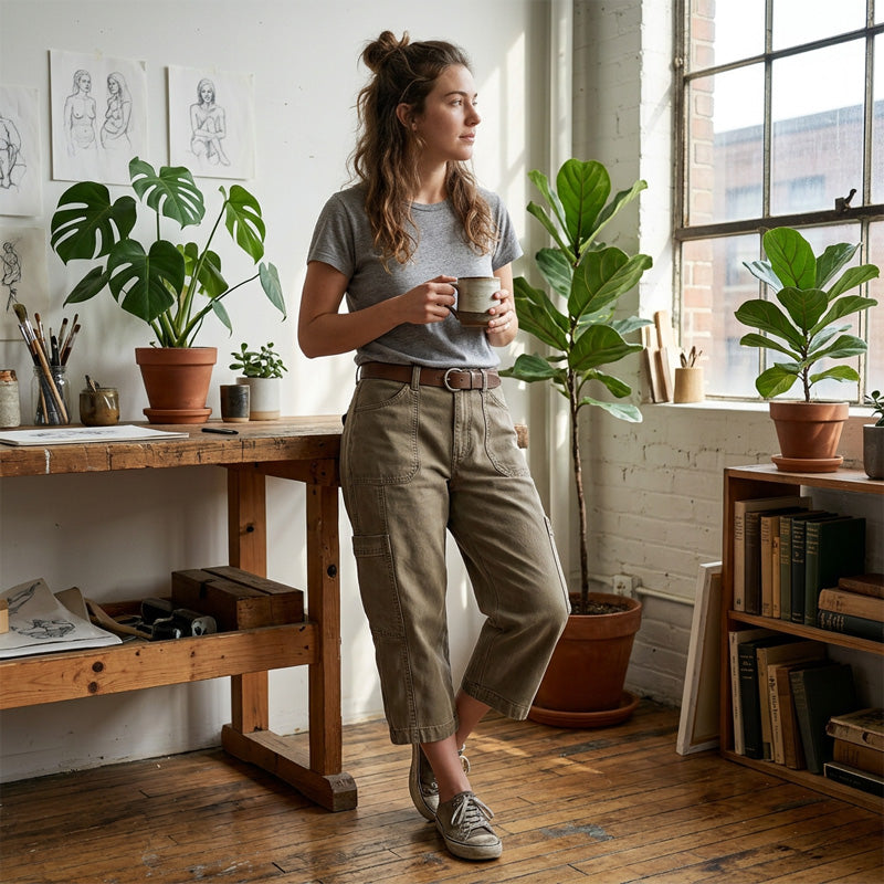 CLARA | Relaxed Cargo Cropped Trousers