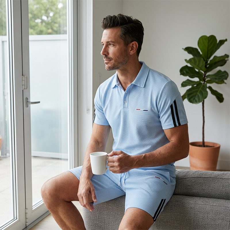 THEO | RELAXED TWO-PIECE SHORT SLEEVE TOP AND SHORTS SET