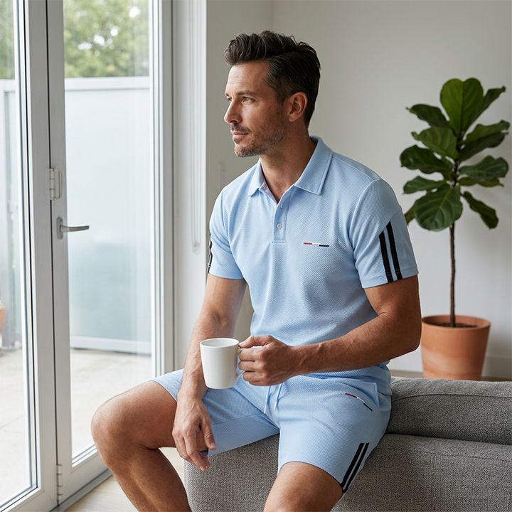 THEO | RELAXED TWO-PIECE SHORT SLEEVE TOP AND SHORTS SET