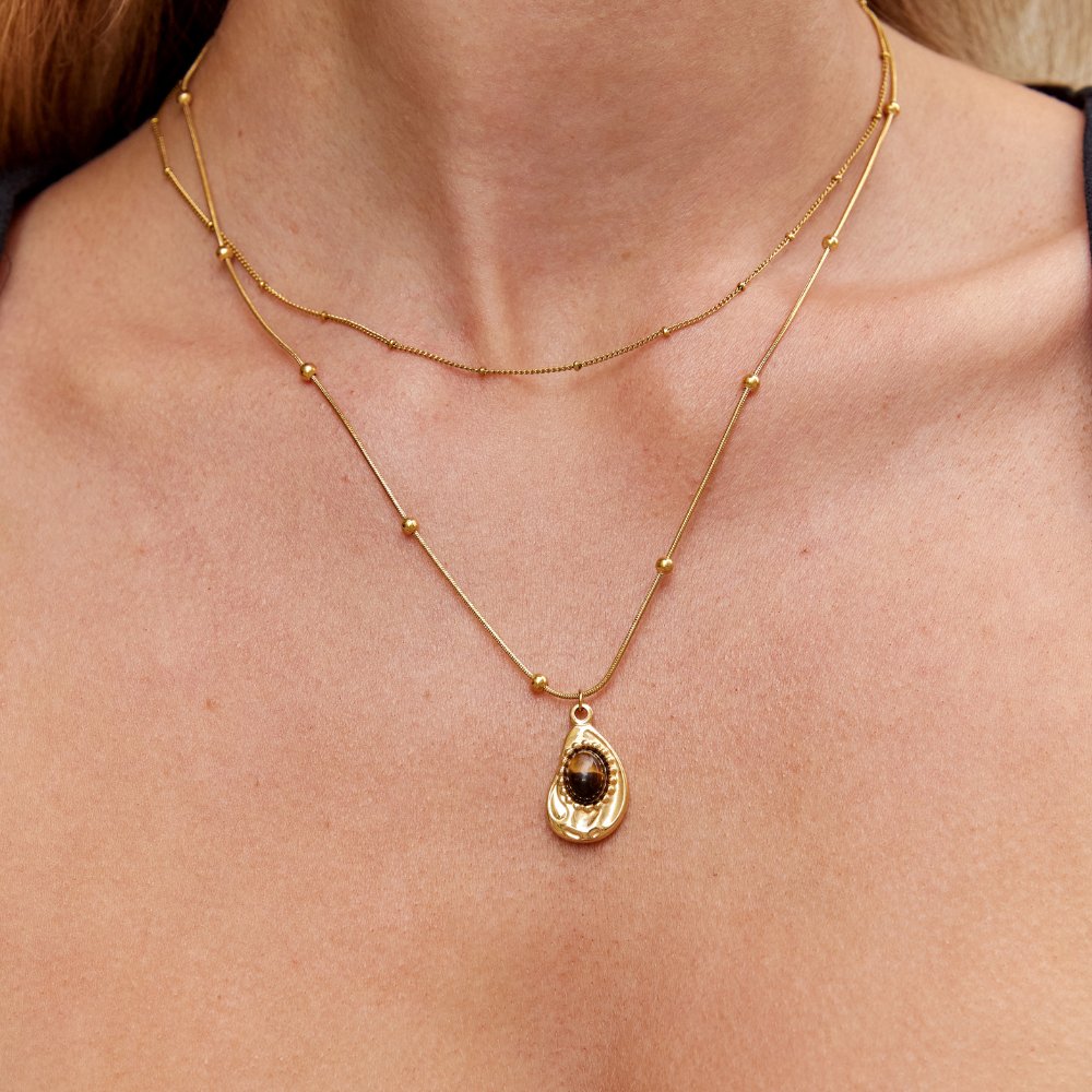 Marjorie | Gold Necklace with Tiger's Eye
