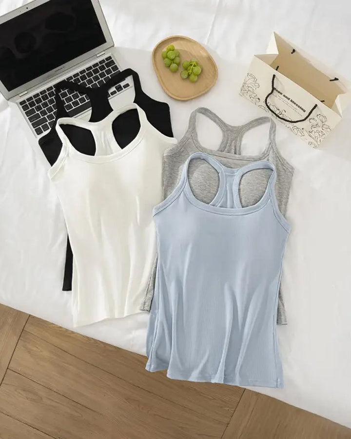 Penelope | Ribbed Tank Top With Built-In Bra