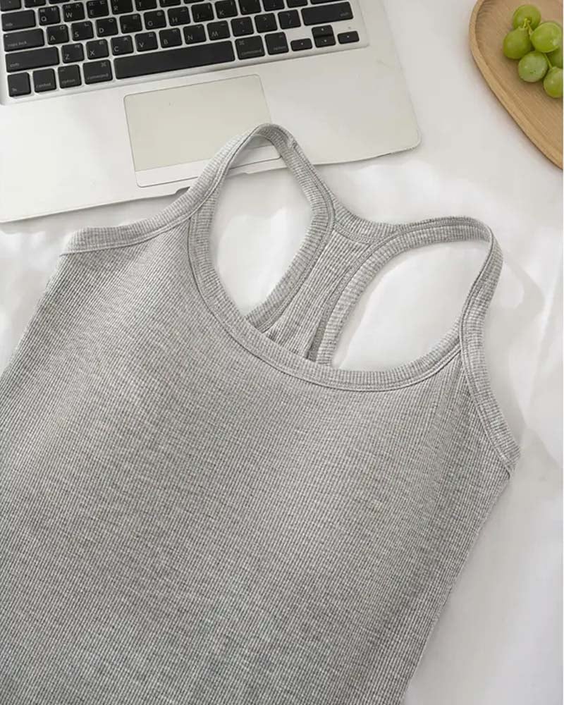 Penelope | Ribbed Tank Top With Built-In Bra